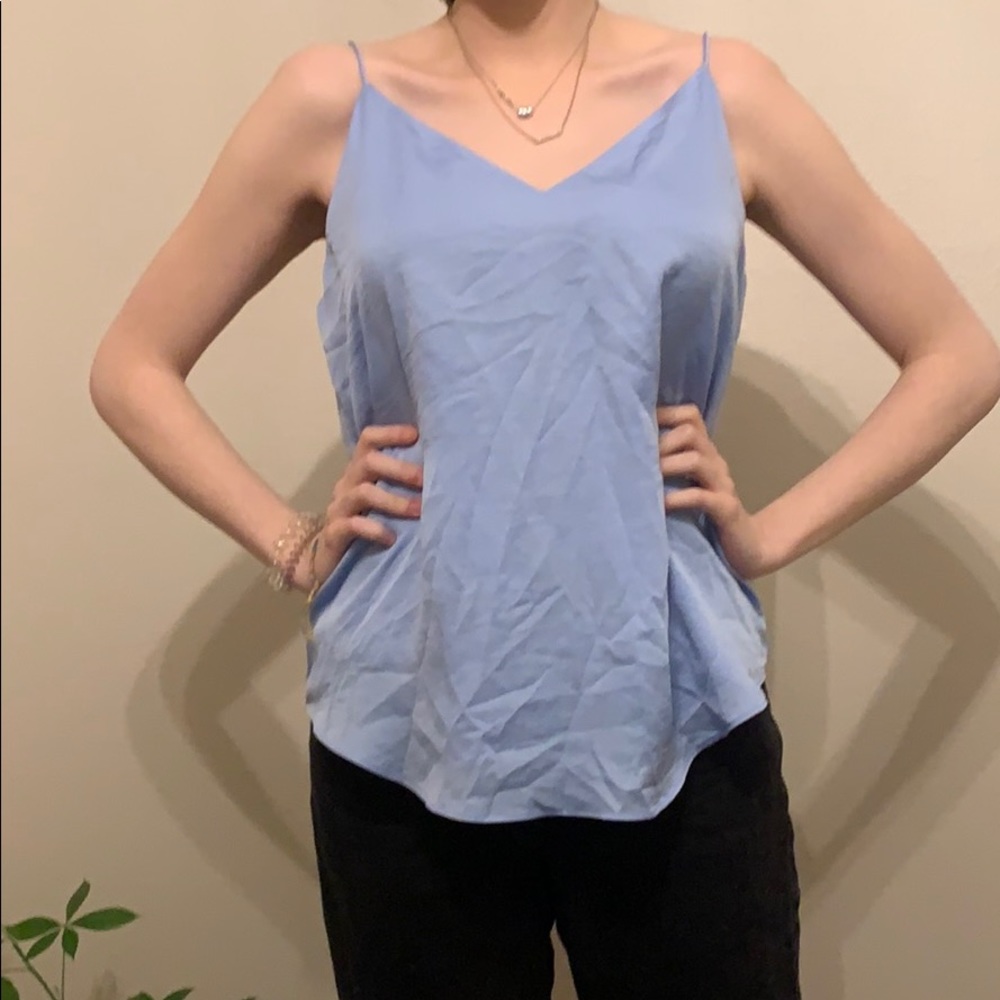 Sky blue silk like tank top